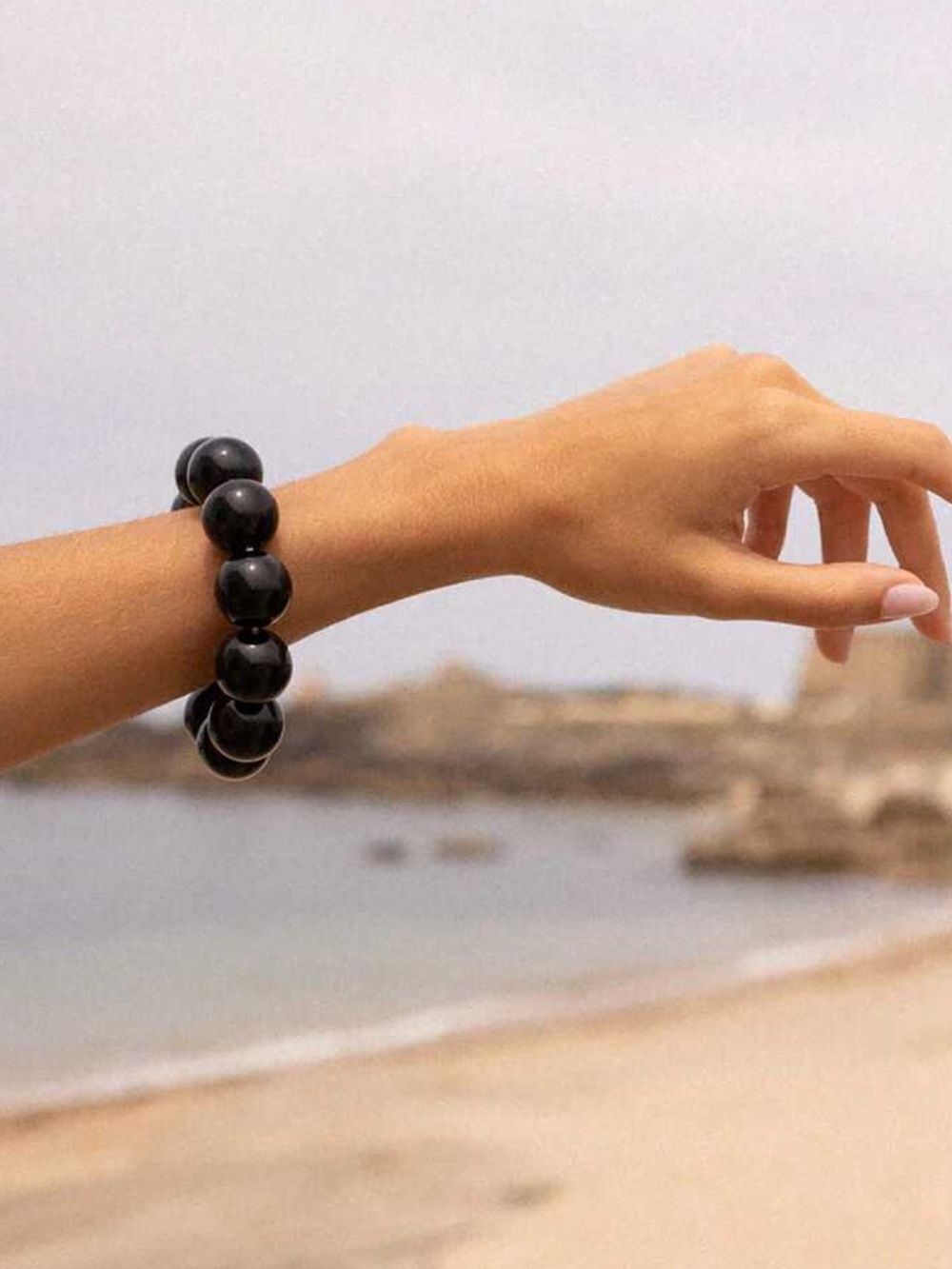 Black Bead Stretch Bracelet N2320